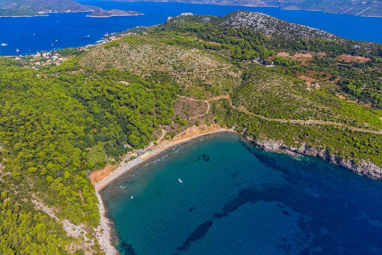Vista aerea dell'isola di Lopud